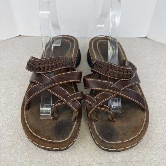 Women’s Vintage Predictions Y2K Brown Leather Sandals Strappy‎ Size 9W - Picture 2 of 10
